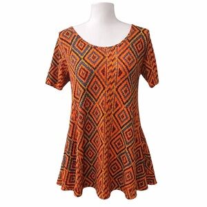 LuLaRoe Simply Comfy Geometric Print Tunic Top XXS Bright Stretch Swing Tee